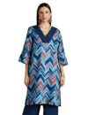 RIVER Women’s Rayon Geometric Regular Kurta (RV-AW22-KR-1028/1_Blue_M)