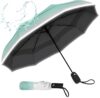 Cairoman UV Protection Umbrella,Women,Men,gradient printing full automatic black coating Umbrella(Green, White)