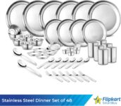 Flipkart SmartBuy Pack of 48 Stainless Steel Kitchen for Home | Heavy Gauge Dinner Set(Silver)