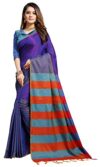 EthnicJunction Women’s Striped Satin Silk Saree With Blouse Piece (EJ2700-3005 Royal Blue_Blue)