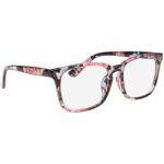 Dervin Blue Light Blocking Glasses Gaming Filter Transparent Square Eyeglasses for Eye Protection Men Women, Computer/Tablet/Laptop/Mobile/TV, Anti-blue & Anti eyestrain (Flower Print)
