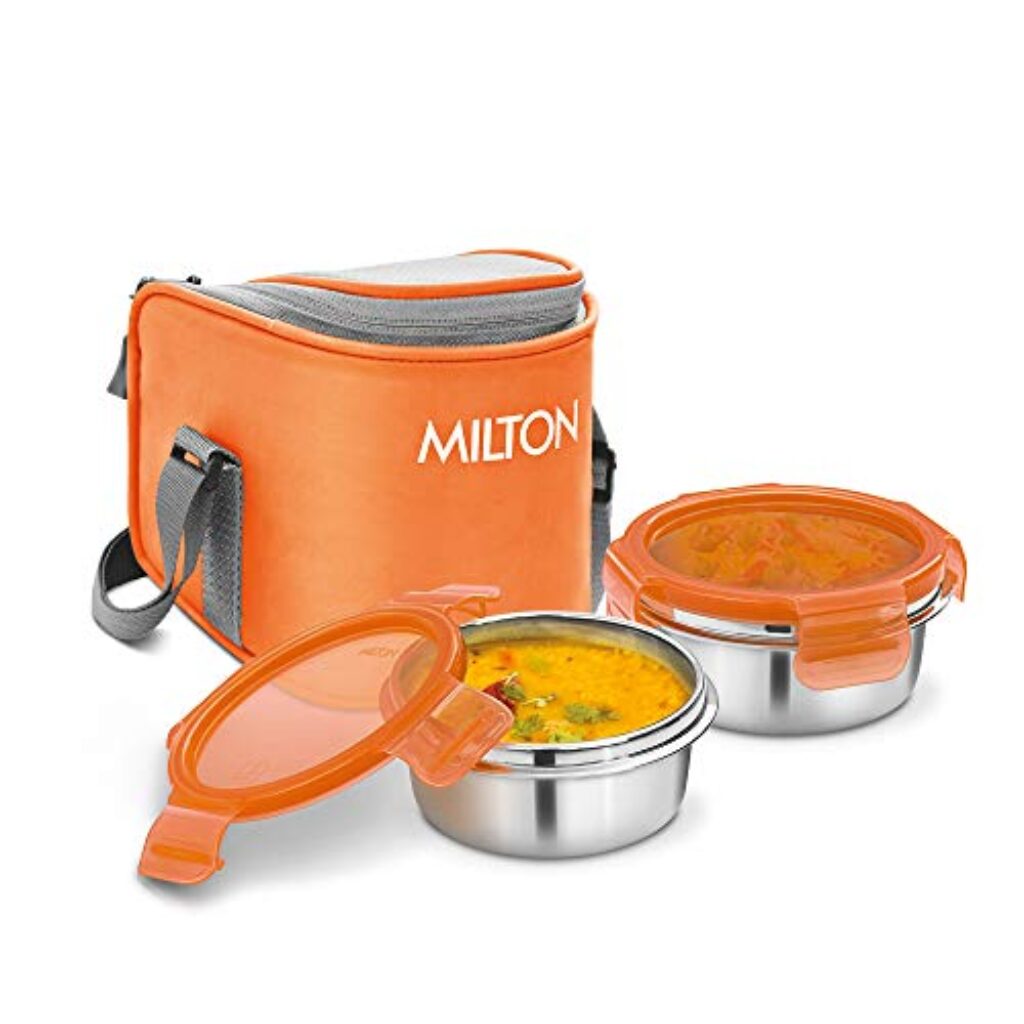 MILTON Cube 2 Lunch Box, 300 ml, Set of 2, Orange