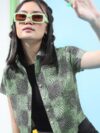 Tokyo Talkies Women Printed Casual Green Shirt