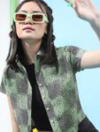 Tokyo Talkies Women Printed Casual Green Shirt