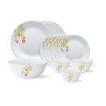 Larah by Borosil – Tiara Series, Pebbles, 19 Pcs, Opalware Dinner Set, White