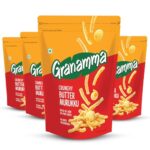 Granamma Crunchy Butter Murukku| Pack of 4, 500g| Traditional South Indian Snacks| Ready-To-Eat Snack| Fresh Oil Used in every Batch| No Added Preservative (125g x 4)