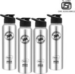 Pigeon Inox Hydra 900 ml Bottle(Pack of 4, Black, Steel/Chrome, Steel)