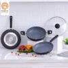 MasterChef Signature Grey & Black Induction Bottom Non-Stick Coated Cookware Set(Aluminium, 3 – Piece)
