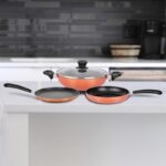 Renberg Orchid Induction Bottom Non-Stick Coated Cookware Set(Aluminium, 3 – Piece)
