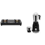 Lifelong Automatic Ignition 2 Burner Gas Stove With 6Mm Toughened Glass Top (Doorstep Service, 1 Year Warranty) & Lifelong 500 Watt Duos Mixer Grinder (1 Year Warranty), Manual, Black