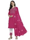 EthnicJunction Women’s Cotton Blend Embroidered Mirror Work Kurta Pant and Dupatta Set (B23-Sonali-Rani_S_Rani)