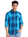 Amazon Brand – House & Shields Men’s Checkered Regular Casual Shirt (SS20-HS-RR-01-L_Royal&Navy L)