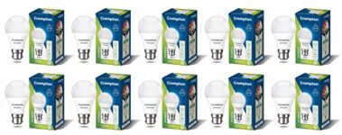 Crompton Dyna Ray 9W Round B22 LED Cool Day Light Pack of 10
