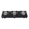 Thermador Glass Gas Stove 3 Burners Premium Brass Plated Burner | Automatic Ignition Tornado Burner 6 mm Toughened Glass Top |Nylon Ergonomics Knob |LPG Compatible|ISI Certified|1 Yr Warranty | Black