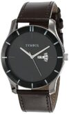 Amazon Brand – Symbol Men Faux Leather Analog Black Dial Watch-Az-Sym-Ss21A-07C, Band Color-Brown