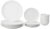 Amazon Brand – Solimo Ceramic 18 Piece Classic Solid Dinner Set | 6 Dinner Plates, 6 Quarter Plates, 6 Serving Bowls, White