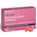 Carbamide Forte Hydrolyzed Multi Collagen Peptide with all 5 Types of Collagen Including TYPE I, II, III, V & X Collagen Powder – 10 Tablets