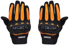 Amazon Brand – Solimo Polyester Bike Riding Gloves with Tpr Finger Armour, Black & Orange, XL, Cycling,X-Large