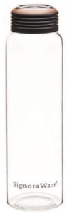 SignoraWare Claro Flow Borosilicate Glass Water Bottle with Screw Cap | Leak Proof Transparent (550ml, Set of 1, Clear)