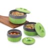 Paras Homeware Hot Chef Casserole| BPA Free | Food Grade | Easy to Carry | Easy to Store for Rice, Curry, Roti |Green – Set of 3 | 600ml, 1100ml 1800ml