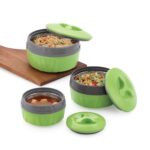 Paras Homeware Hot Chef Casserole| BPA Free | Food Grade | Easy to Carry | Easy to Store for Rice, Curry, Roti |Green – Set of 3 | 600ml, 1100ml 1800ml
