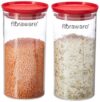 Floraware Plastic Storage Jar and Container Set I Air Tight & BPA Free Containers For Kitchen Storage Set I Grocery Kitchen Container Set I Multipurpose Jar, 1400 Ml Each, Set 2, Red