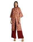 RIVER Women’s Rayon Floral Regular Kurta (RV-AW22-KR-1019/2_Beige_S)