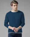 AUSK Solid Men Round Neck Dark Blue, White T-Shirt
