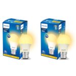 PHILIPS 9W B22 LED Warm White/Yellow Bulb, Pack of 2