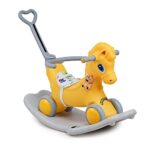 Webby Musical 2 in 1 Horse Rocker Cum Rider-Kids Ride On Push Car with Parent Control Toy Toddler Baby Toy 1-4 Years Old Indoors and Outdoors Kids Suitable for Boys & Girls (Yellow)