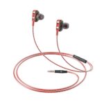 Home amazon basics in-Ear Wired Earphones with 9 mm Dual Drivers, in-Line Mic, Powerful Bass, Noise Isolation, 3.5 mm Audio Jack (Black and Red)