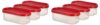 Amazon Brand – Solimo Antimicrobial Modular Plastic Storage Containers with Lid (525 ml each) | Stackable | BPA-Free |Microwave Safe | Multipurpose Use for Snacks, Spices, & more(Set of 6) (Light Red)