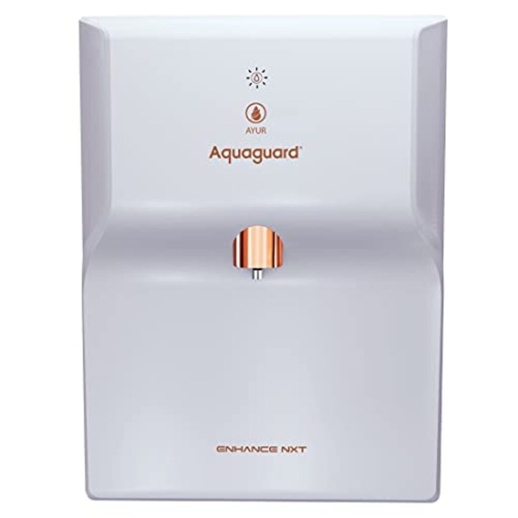 Aquaguard Enhance NXT Water Purifier with Patented Active Copper+UV+Ayur+Minetal Gurad Technology with ethe goodness of 7 Ayurvedic herbs, spices with purified water