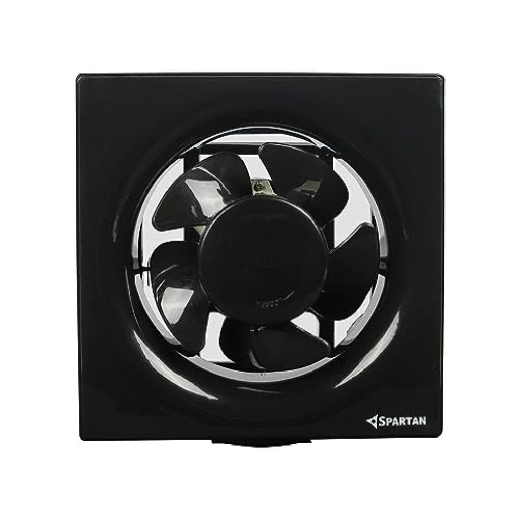 Spartan Ventilo 6 inch Exhaust/Ventilation Fan | Blade Size 150 mm | 6 Months Warranty | For Kitchen, Bathroom with Strong Air Suction, Rust Proof Body and Dust Protection Shutters (Black)