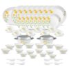 La Opala Diva Classique Collection Opal Glass Crockery | for Family of 8 | Dinner Set 61 pcs Yellow Daisy | Plates & Bowls for Dining | Microwave Safe | 100% Vegetarian | Extra Strong | White
