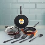 Home CELLO Aluminium Prima Pro Non-Stick Cookware Set, 7 Pieces, Cherry