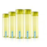 Home LASAANI Round Unbreakable Plastic 1000 ml Fridge Water Bottle Set of 5, Olive Green