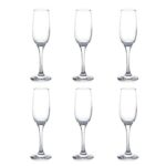 Home CELLO Elegance Glass Champagne Tumblers, Set of 6, 210ml Each, Clear