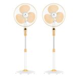 Home Havells Sprint 400mm Energy Saving with Remote Control BLDC Pedestal Fan (White Yellow, Pack of 2)