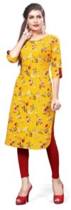 DSK STUDIO Women Floral Print Straight Kurta(Yellow)