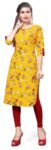 Home DSK STUDIO Women Floral Print Straight Kurta(Yellow)