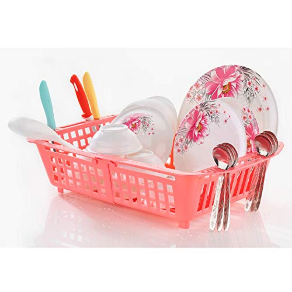 Primelife Plastic Adjustable Over Sink Dish Drainer, Vegetables Drying Rack Basket, Organizer Tray for Home & Kitchen - Multicolor (Adj - Basket)