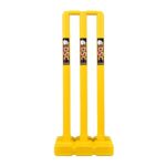 Home DSC Plastic Cricket Stump Set with 3 Stumps, 2 Bails and 1 Base, Size-Mens, Color – Yellow