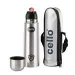 Home Cello Flipstyle Thermosteel Flask, 1000ml, Silver | 24 Hours Hot and Cold Water Bottle | Flask for Tea Coffee | Rust & Leak Proof | Ideal for Office, Gym, Home, Kitchen, Hiking, Travel Bottle