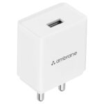 Home Ambrane 10.5W USB Mobile Charger Adapter, Compatibility with Android & Other USB Enabled Devices, Multi-Layer Protection, Made in India Wall Charger Adapter, BIS Certified (Raap S1, White)