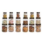 Home CELLO Checkers Pet Plastic Airtight Canister Set | Food grade and BPA free canisters | Air tight seal & Stackable Transparent | 300ml x 6, 650ml x 6, 1200 x 6, Set of 18