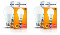 Home wipro Garnet 12W LED Bulb for Home & Office |Warm White (2700K) | E27 Base|220 degree Light coverage |4Kv Surge Protection |400V High Voltage Protection |Energy Efficient | Pack of 2