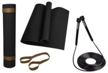 Home Cockatoo YM100 Yoga Mat (4MM, Black) & Cockatoo, Skipping Rope; Jump Rope (Black)