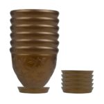 Home Go Hooked Plastic Round Flower Pots for Home Planters, Terrace, Garden Etc | Pack of 06 | Brown | Suitable for Home Indoor & Outdoor Gardening Plants (Victor)