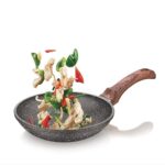 Home Echt Die Cast Aluminum Non Stick Frying Pan(20 cm), Granite Finish,Wooden Finish Soft Touch Handle, idle to sauté vegies and Fry Omelette, PFOA Free, Tapper Fry Pan with 1 Year Warranty(Grey)-12Pc